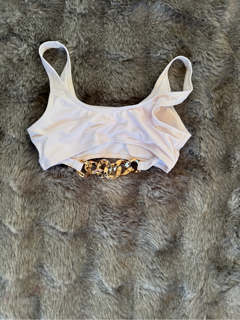 White Chain-Trim swim Top